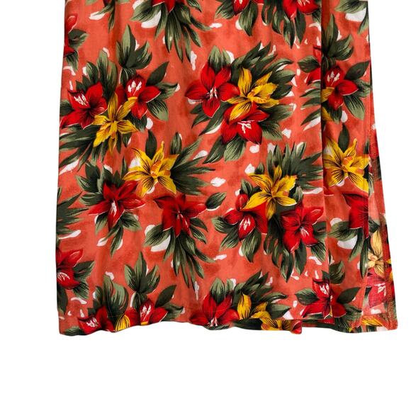 Vintage 80s Pink Yellow Hawaiian Floral Flowing Rayon Sheath Sundress Sz Medium - Picture 10 of 16